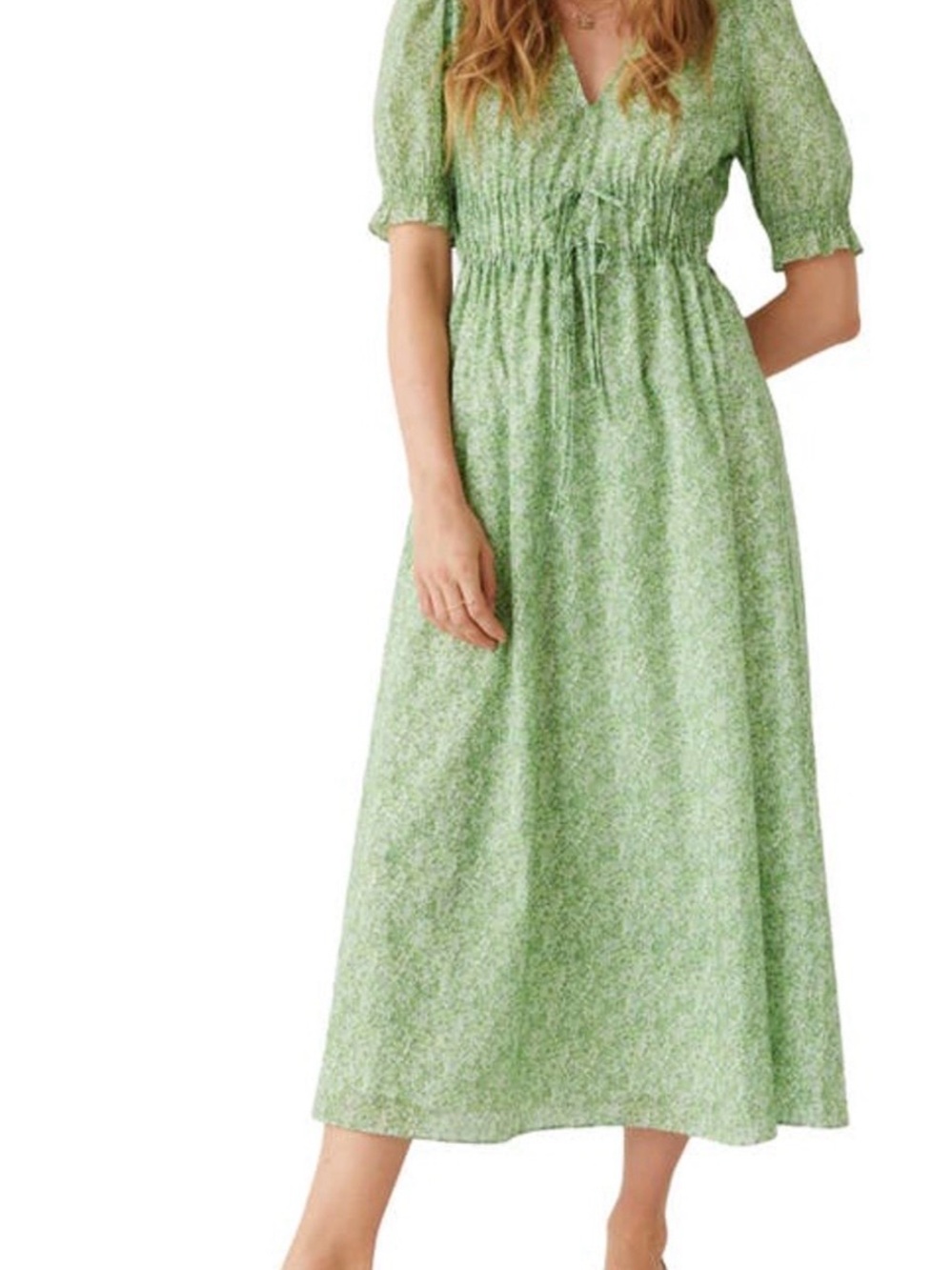 &other stories floral print drawstring waist midi dress